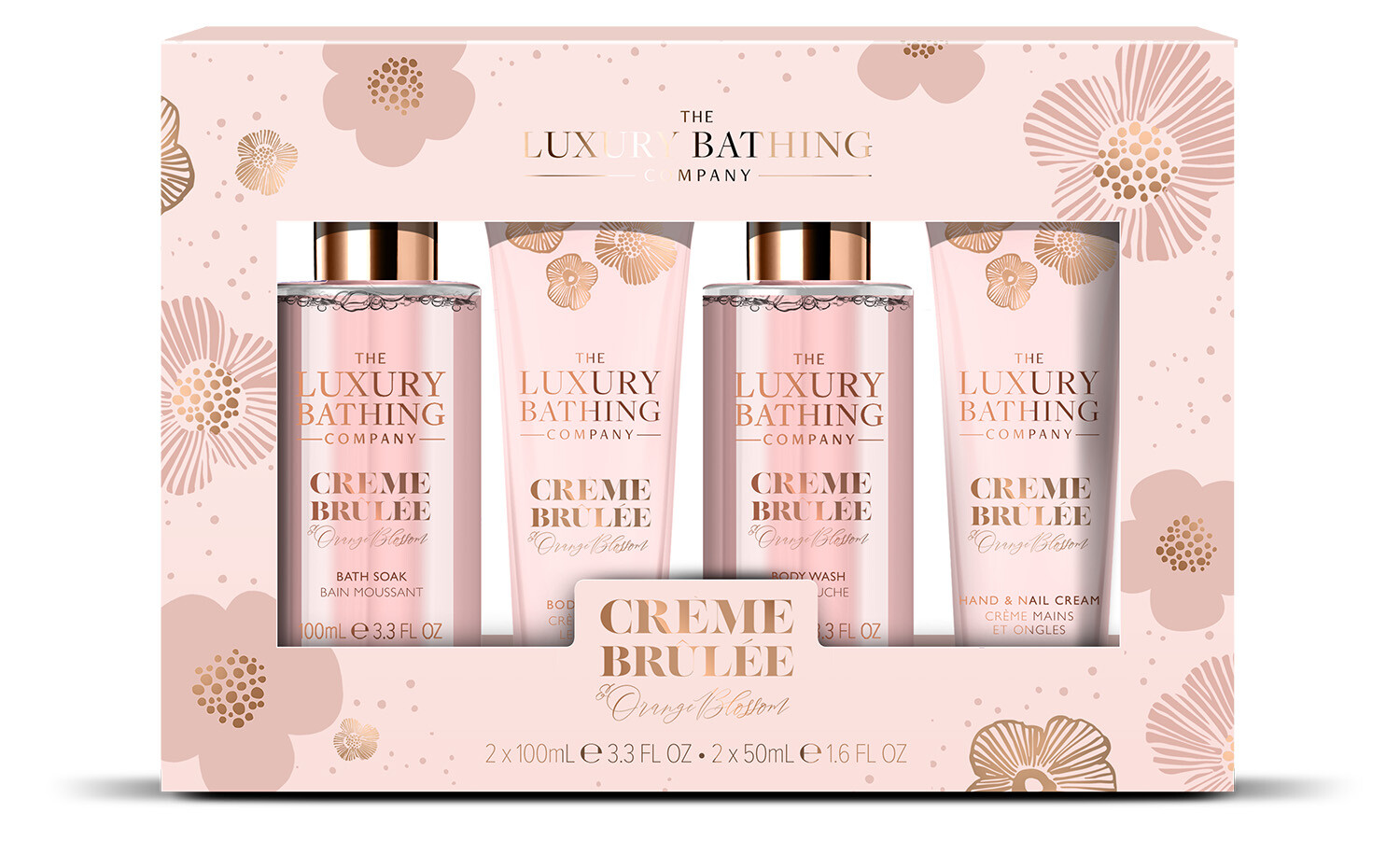 The Luxury Bathing Company Darčeková sada telovej starostlivosti Creme brulée, Pomarančový kvet & Vanilka 4 ks