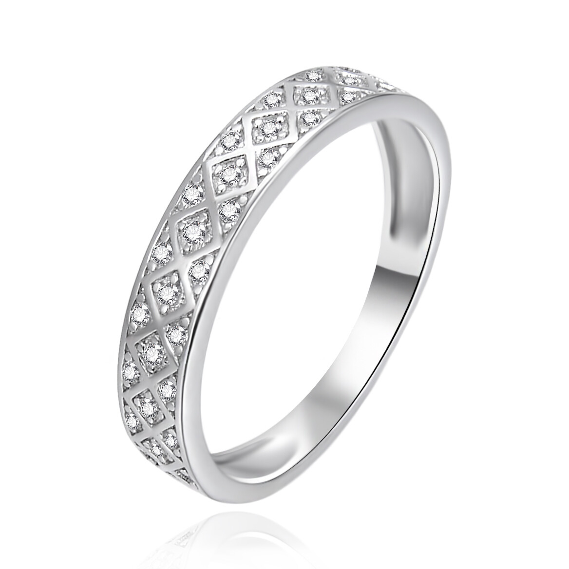 Agato Strieborný prsteň s čírymi zirkónmi AGT-R51W 56 mm