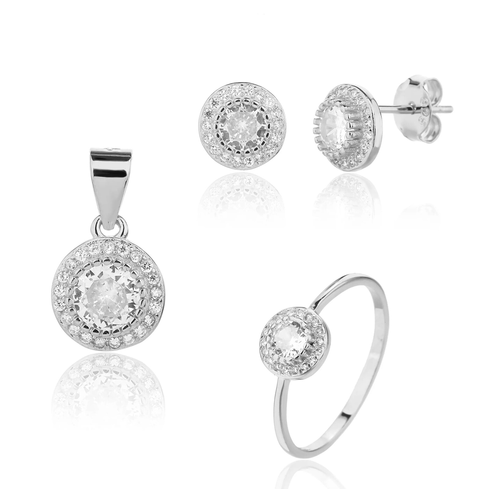 JVD Pôvabná strieborná sada šperkov so zirkónmi SVLS0127SJ6BI (prsteň, prívesok, náušnice) 56 mm