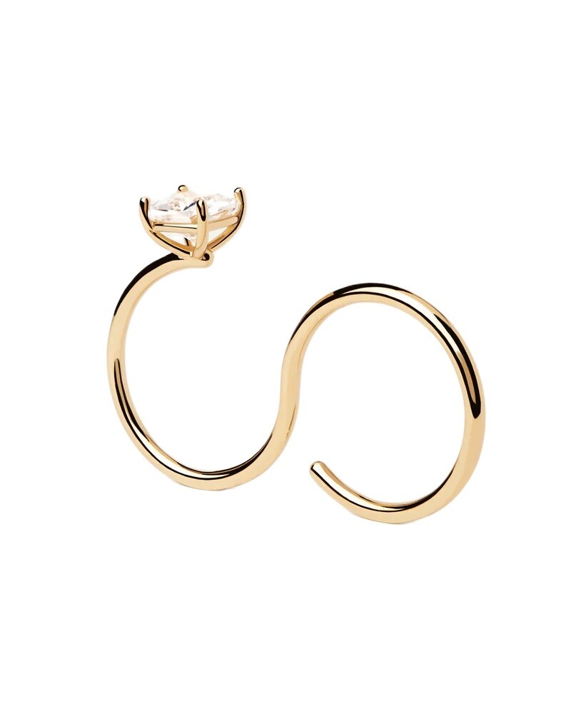 PDPAOLA Módny dvojitý pozlátený prsteň so zirkónom Sofia AN01-A27 58 mm