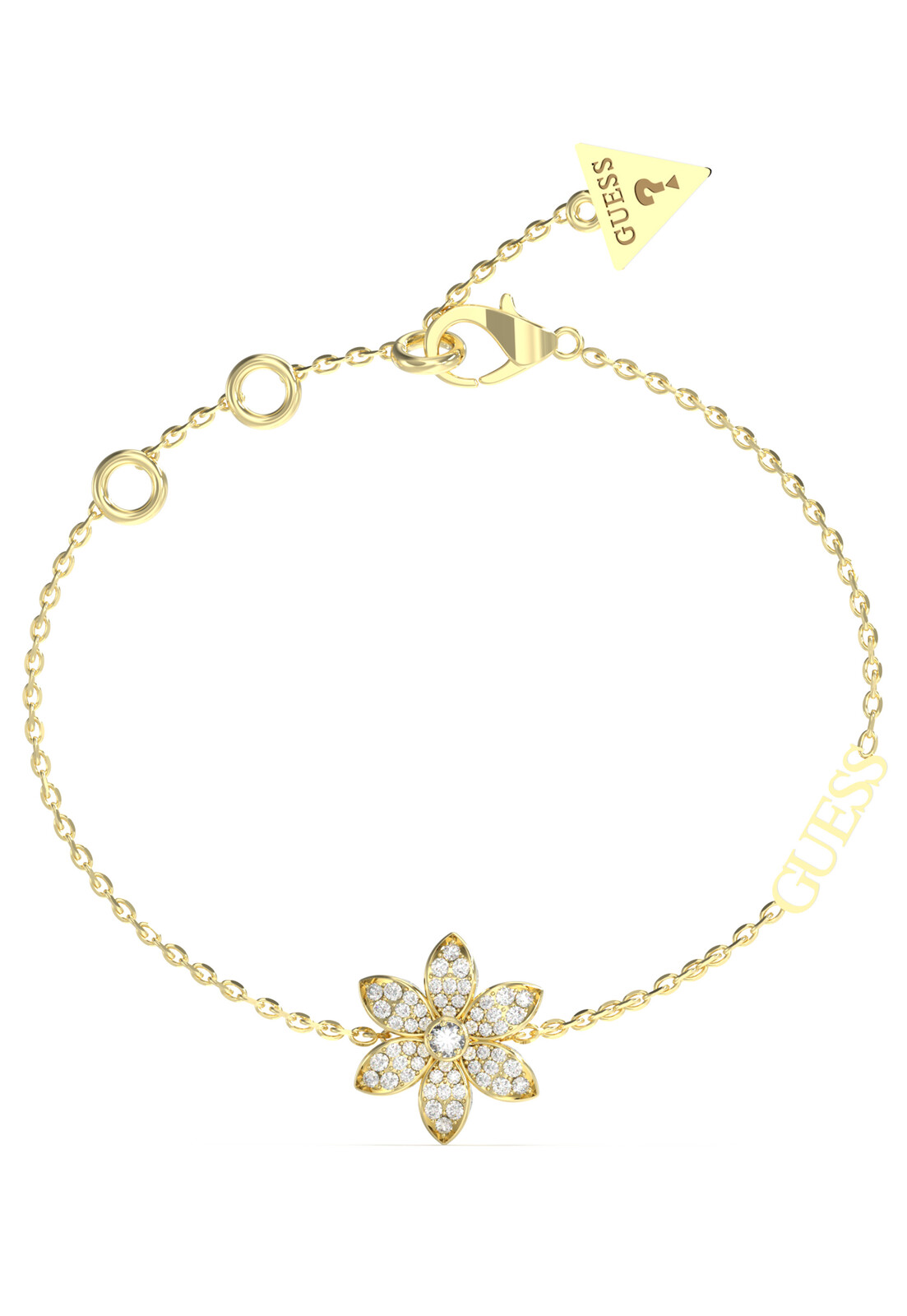 Guess Krásny pozlátený náramok s kvetinou White Lotus JUBB04144JWYG 21 cm