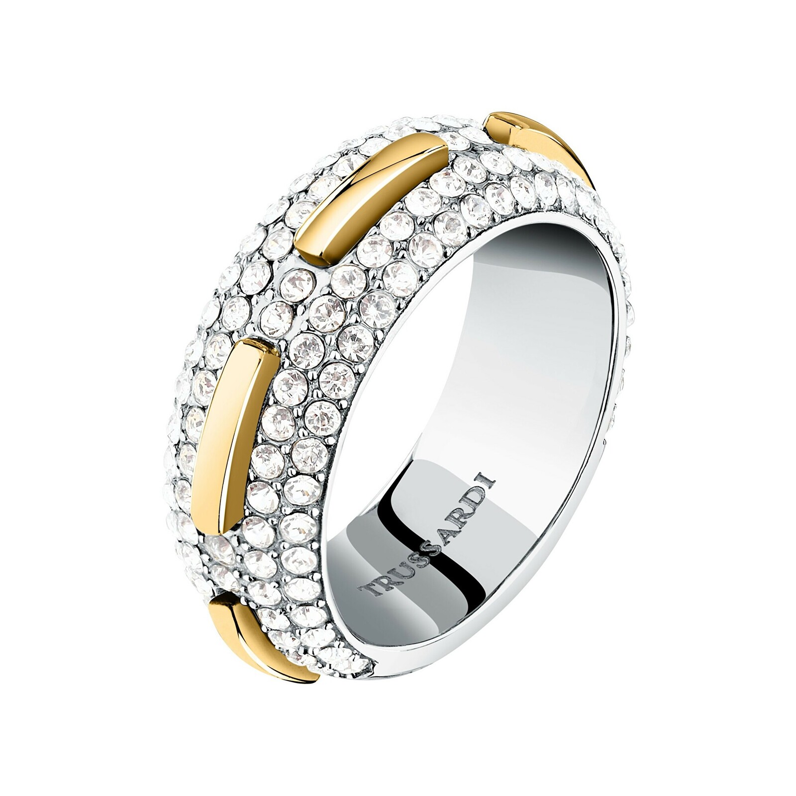 Trussardi Oslnivý bicolor prsteň z ocele Concept TJAYY12012 58 mm