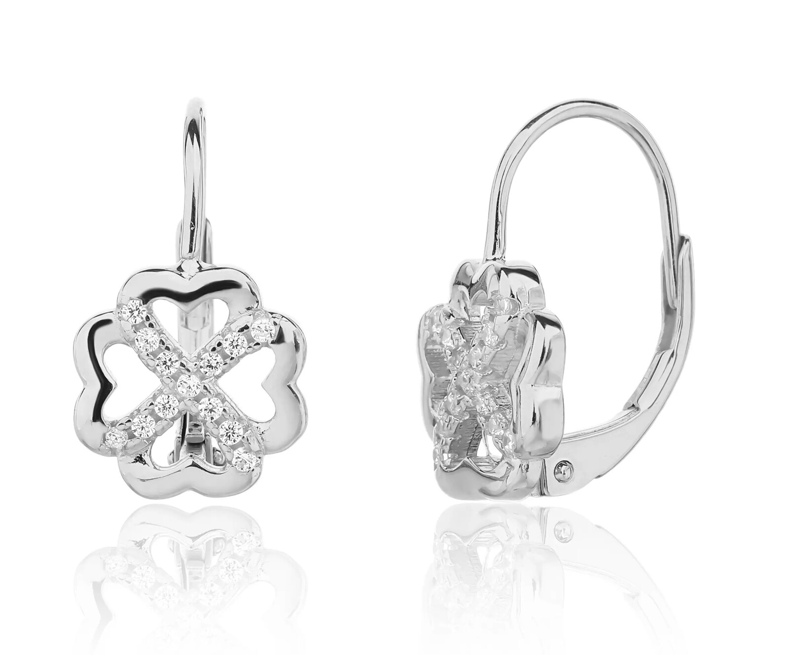 JVD Strieborné náušnice Štvorlístok pre šťastie SVLE3392XJ6BI00