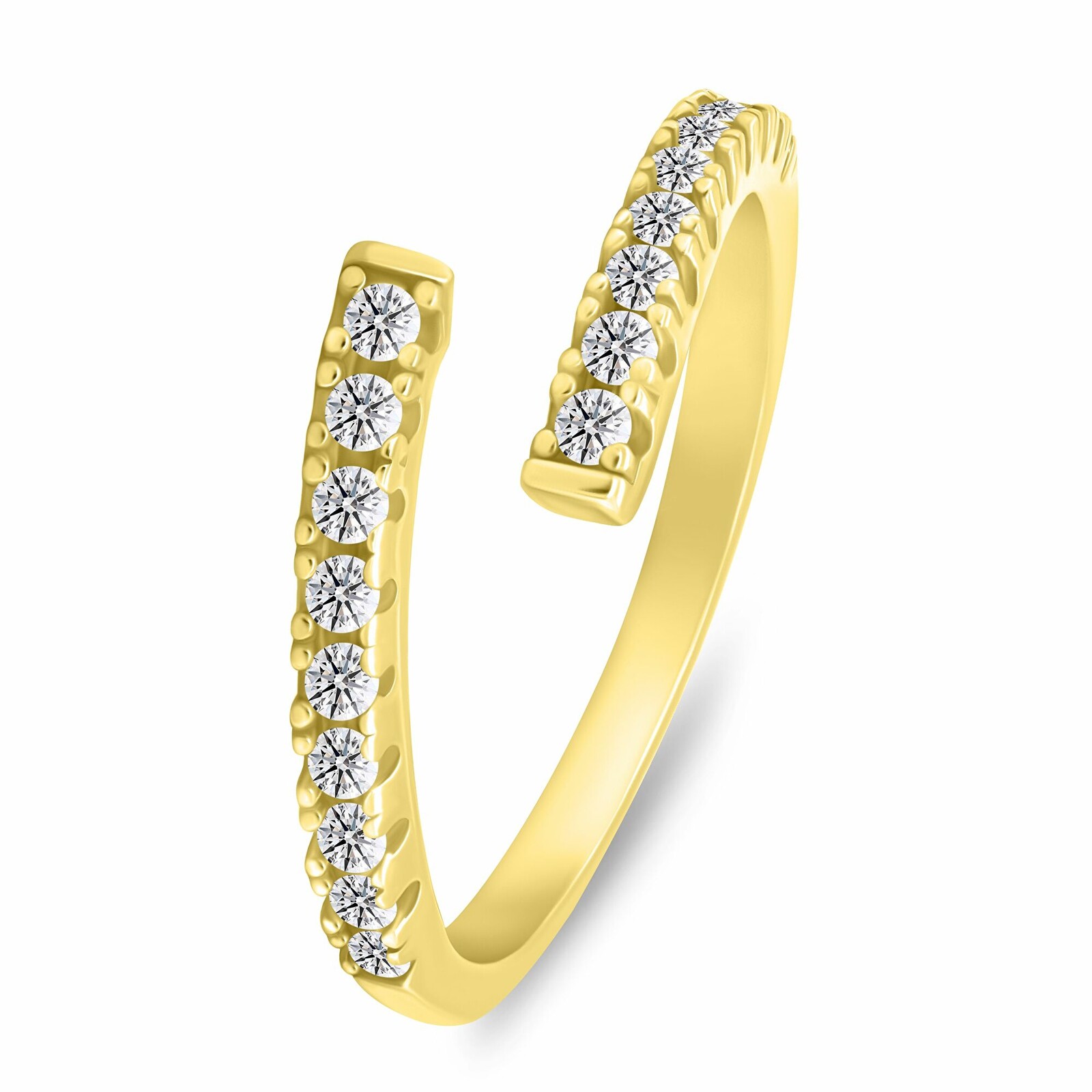 Brilio Silver Jemný pozlátený otvorený prsteň so zirkónmi RI144Y 50 mm