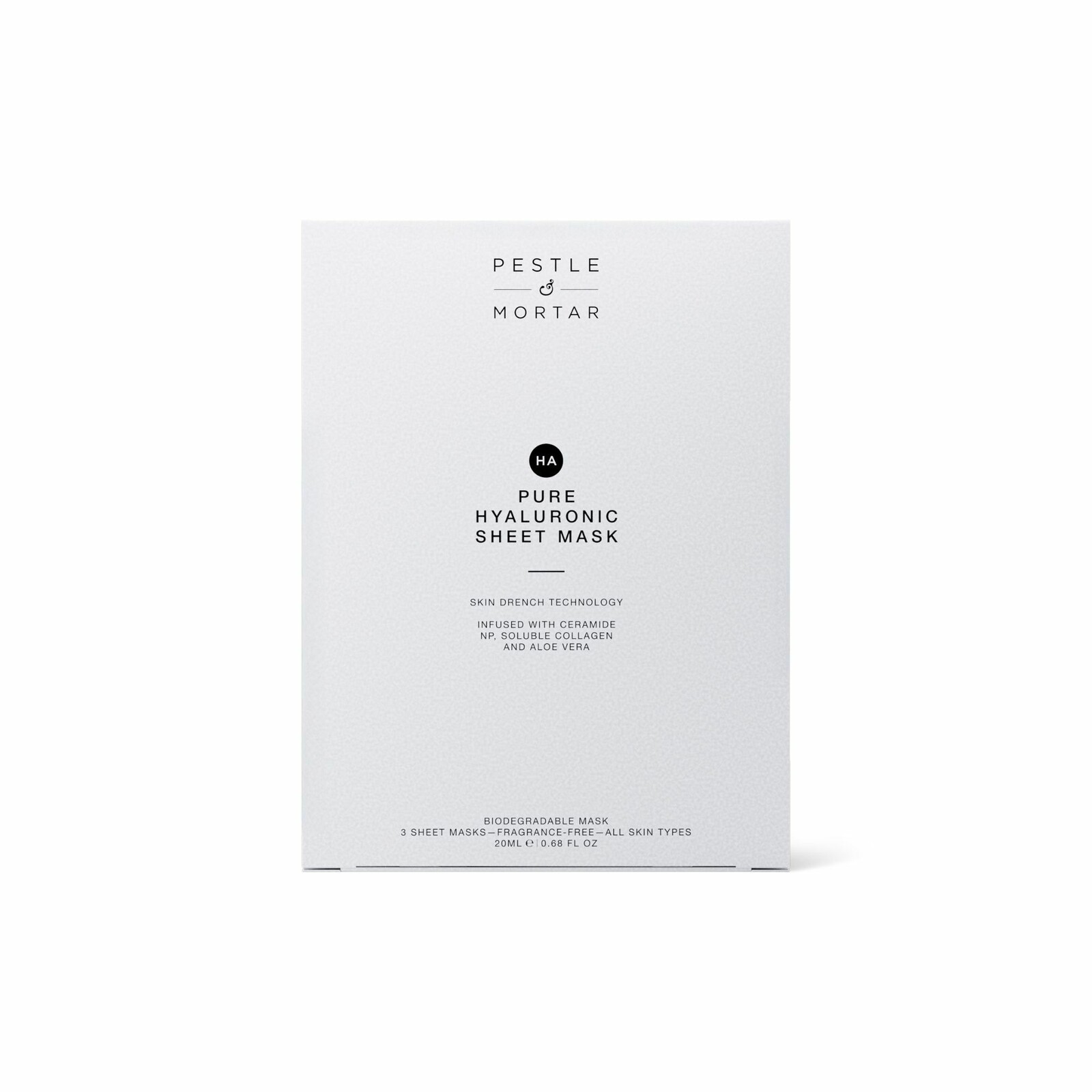 Pestle & Mortar Hydratačná plátienková maska s kolagénom a ceramidmi Pure Hyaluronic (Sheet Mask) 3 ks