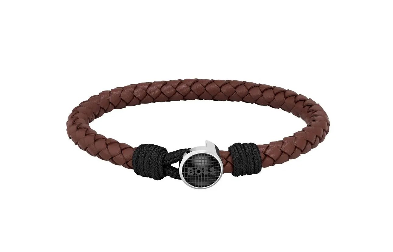 Hugo Boss Módny čierny kožený náramok Classic 1580467 19 cm