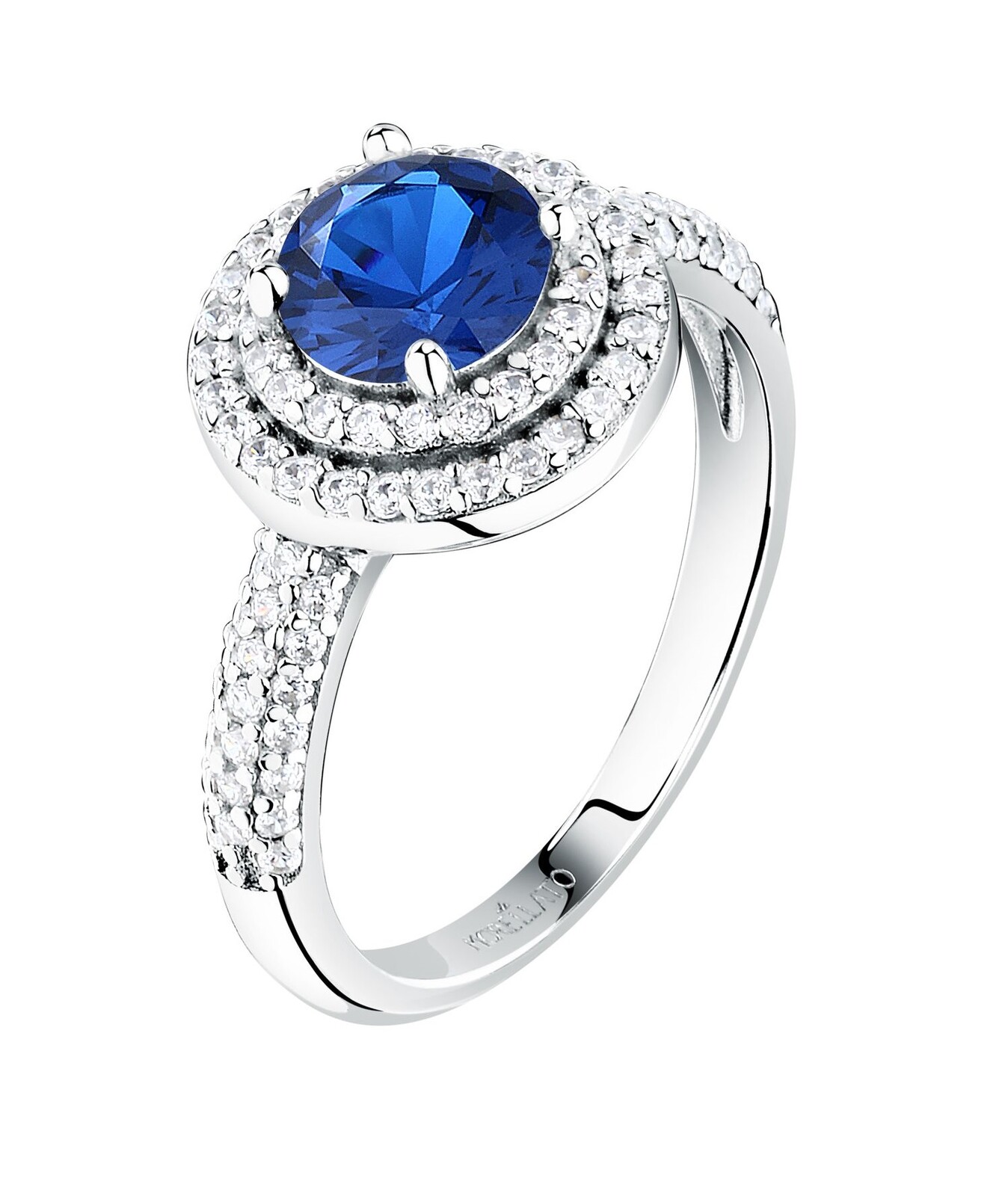 Morellato Blyštivý strieborný prsteň s modrým zirkónom Tesori SAIW27701 58 mm