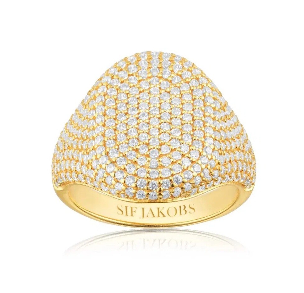 Sif Jakobs Výrazný pozlátený prsteň s kubickými zirkónmi Capizzi SJ-R42240-SK-YG 50 mm