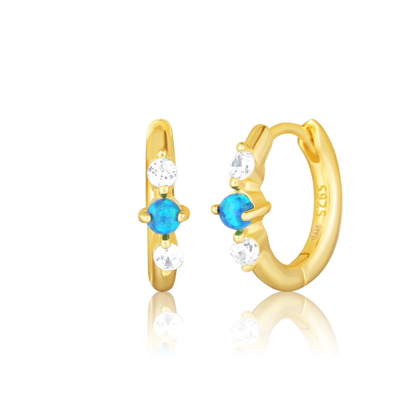 JVD Pozlátené kruhové náušnice so syntetickými opálmi SVLE3073XH2G300