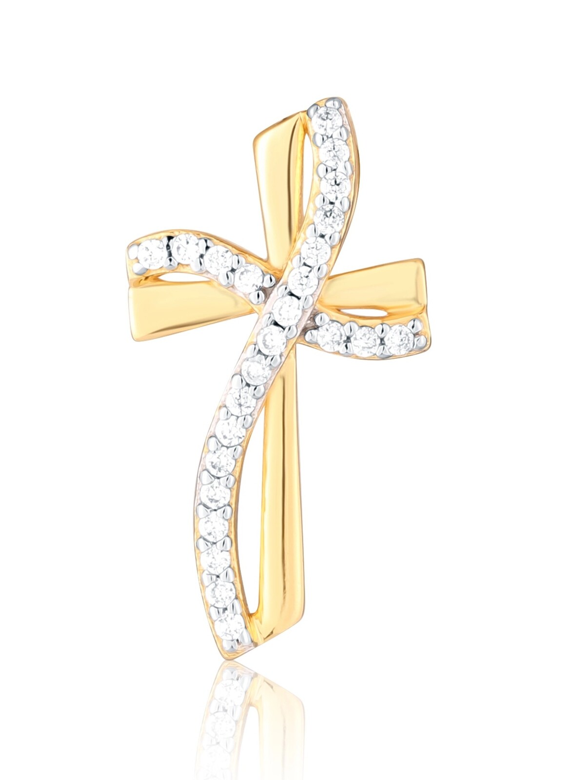 JVD Pozlátený prívesok Krížik s čírymi zirkónmi SVLP1309X61GO00