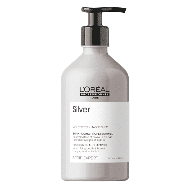 L'Oréal Professionnel Strieborný šampón pre šedé a biele vlasy Magnesium Silver (Neutralising Shampoo For Grey And White Hair) 500 ml