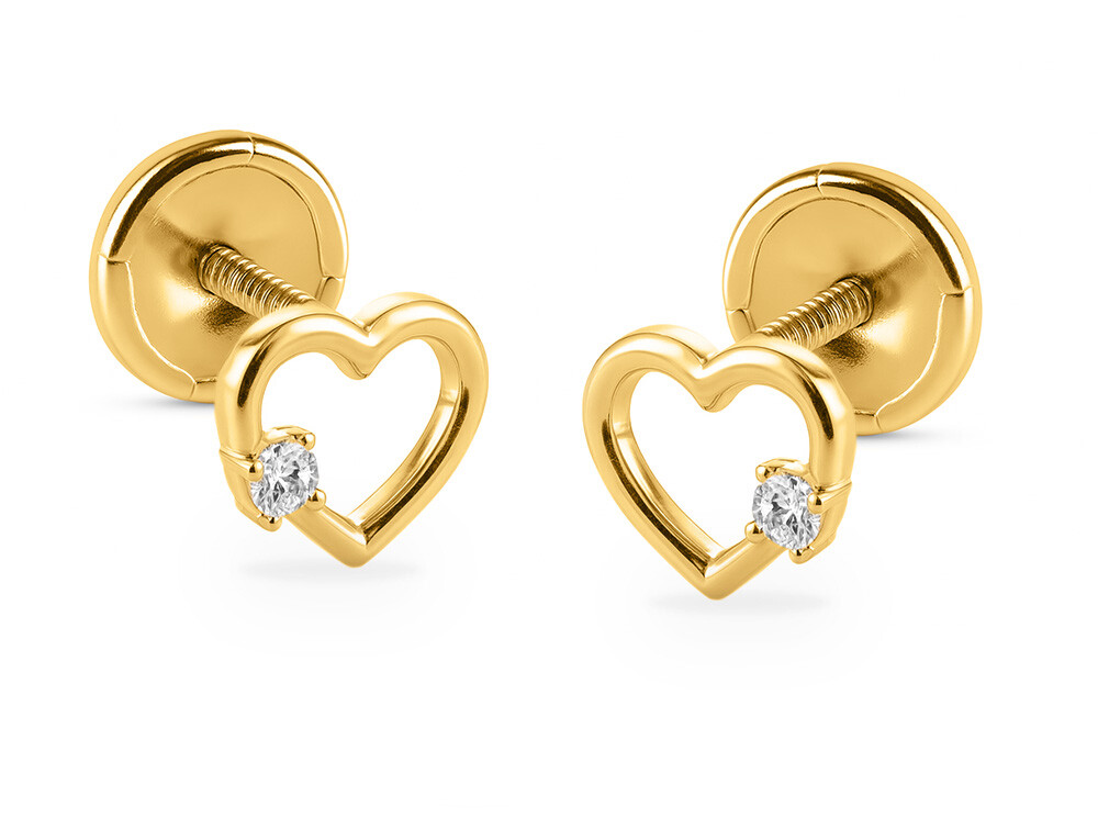 Brilio Zlaté srdiečkové náušnice s kubickým zirkónom 14/252.001/17ZIR