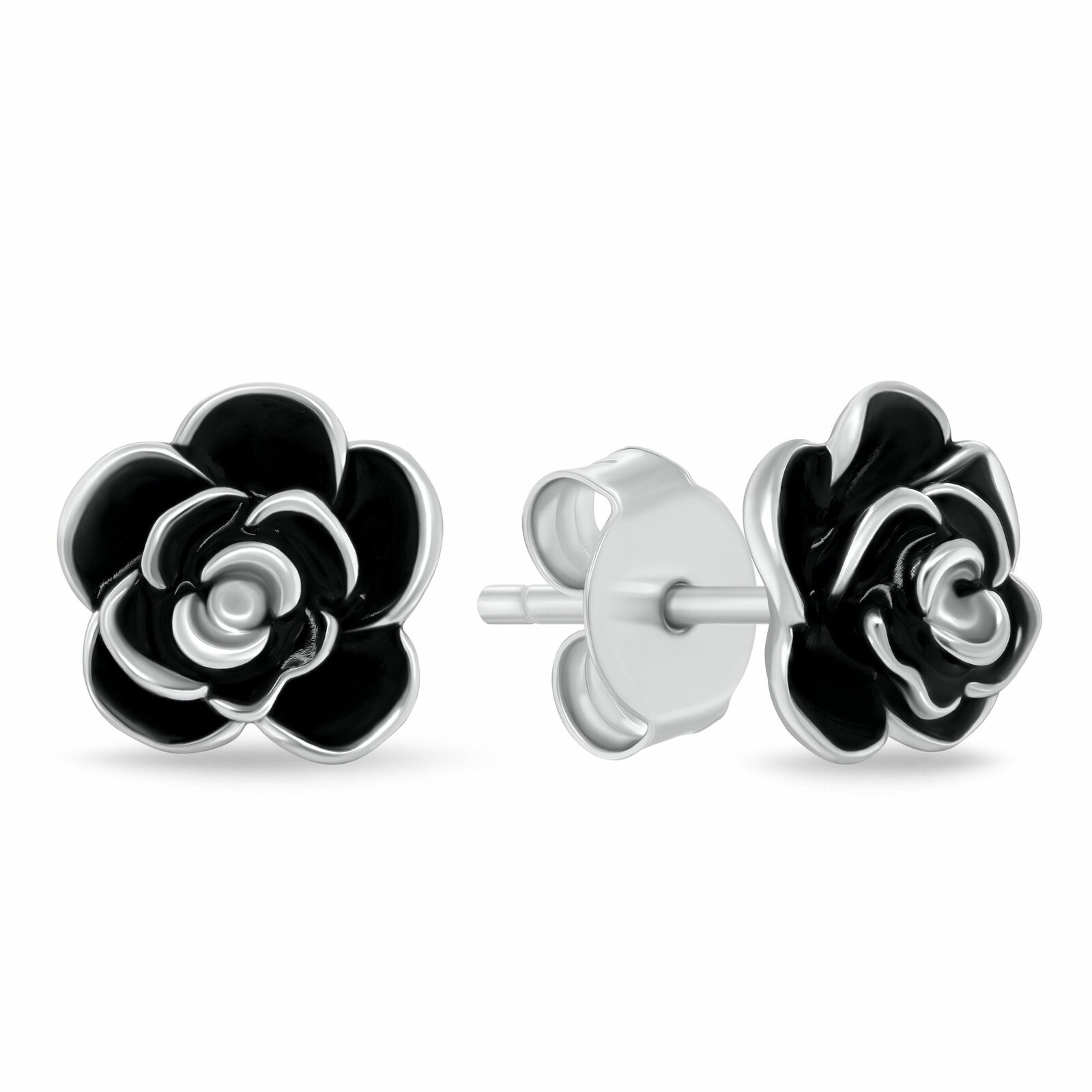 Brilio Silver Strieborné náušnice Čierna ruža EA1240WBC