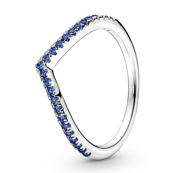 Pandora Moderný strieborný prsteň Trblietavé modré prianie Timeless 196316C02 52 mm