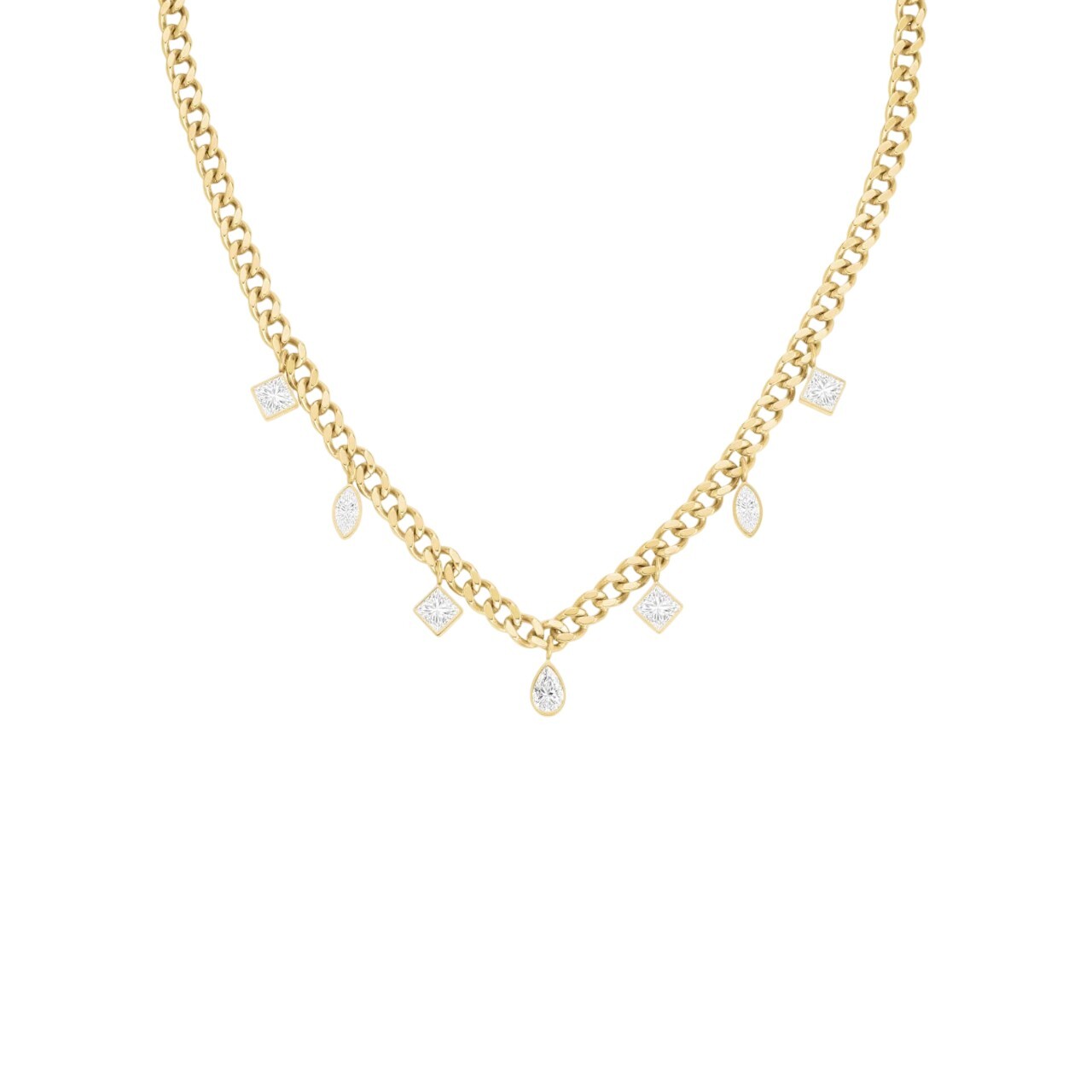 Rosefield Pozlátený oceľový náhrdelník s príveskami JNMCG-J1178