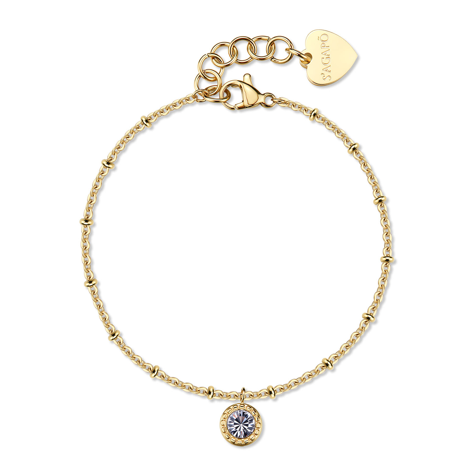 S'Agapõ Jemný pozlátený náramok s kryštálom Aurora SAR63