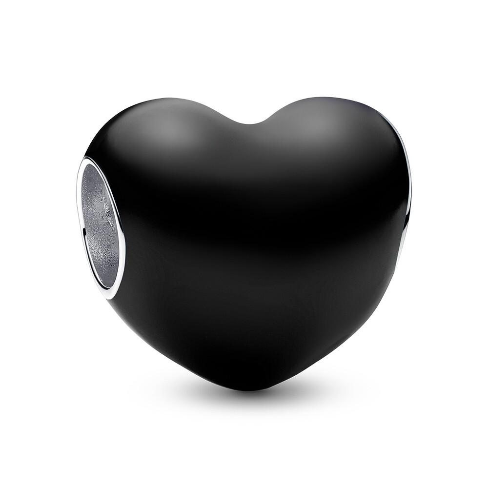 Pandora Romantická korálka Metalické čierne srdce Moments 793337C04