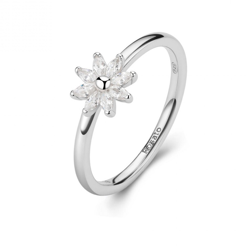 Rosato Pôvabný strieborný prsteň s kvetinou Gaia RZGA80 56 mm