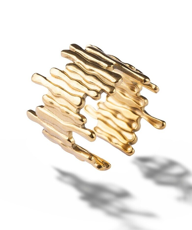 Marc Malone Jedinečný otvorený prsteň z pozlátenej ocele MCR250351G