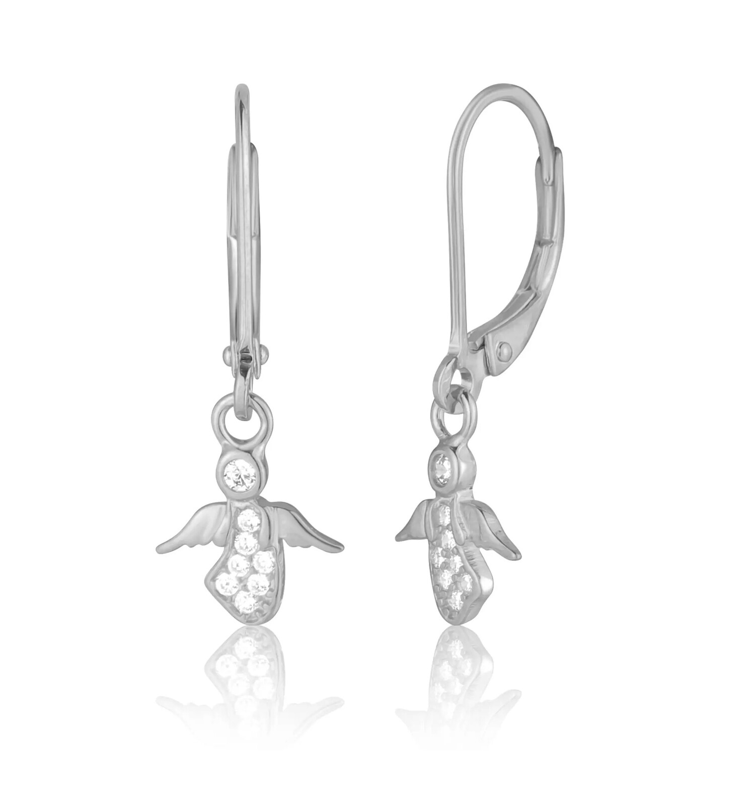 JVD Strieborné visiace náušnice Anjelik so zirkónmi SVLE0933SD5BI00