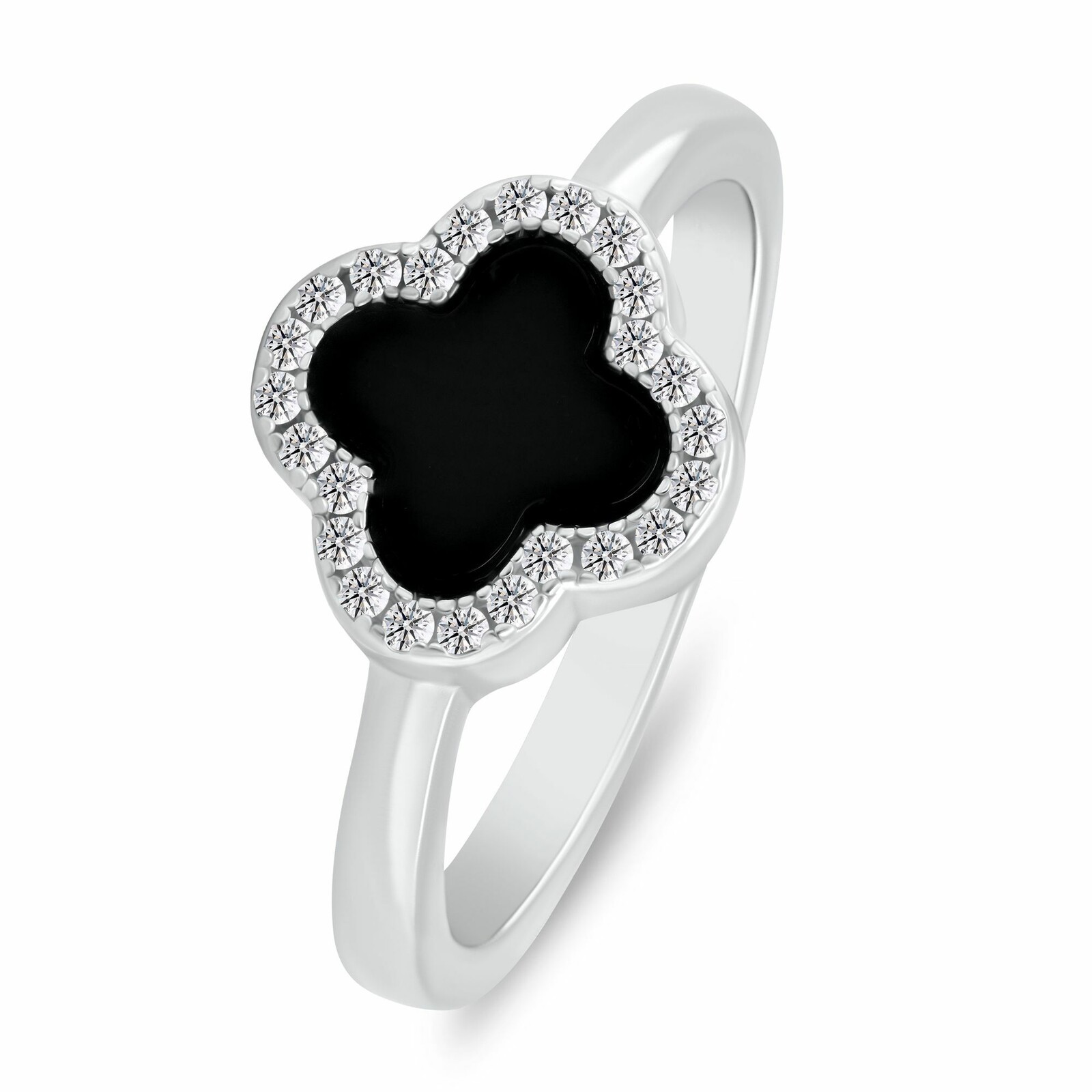 Brilio Silver Strieborný prsteň Štvorlístok so zirkónmi RI152WBC 54 mm