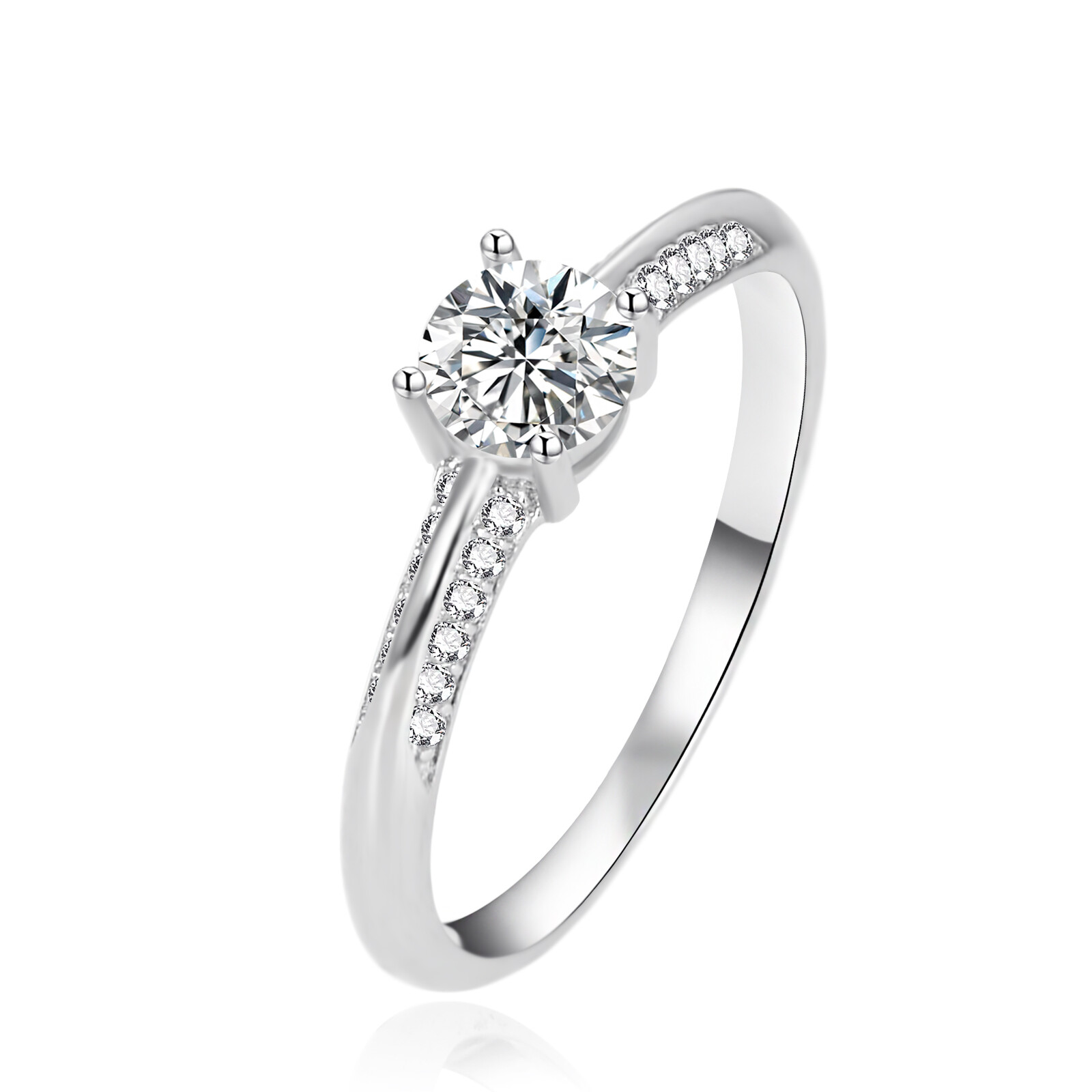 Agato Strieborný zásnubný prsteň so zirkónmi AGT-R14W 56 mm