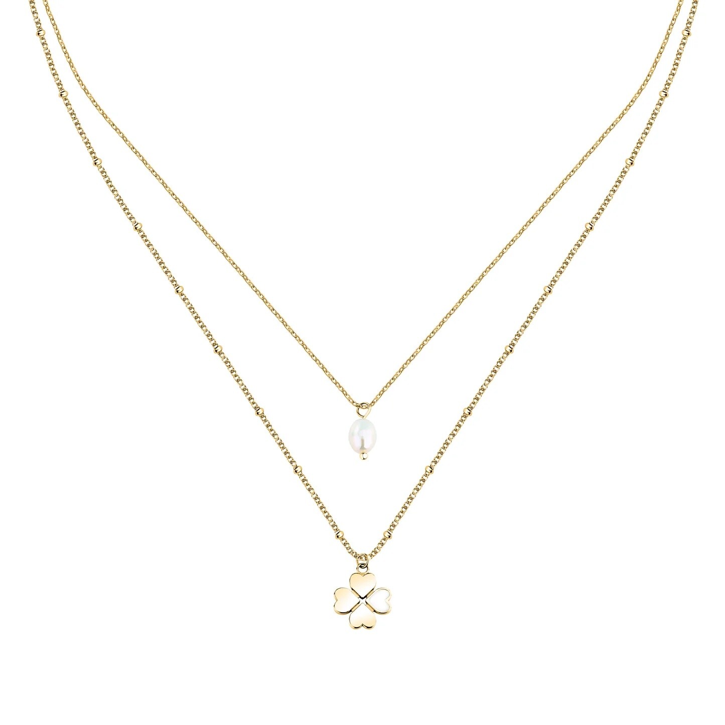 La Petite Story Pozlátený dámsky náhrdelník so štvorlístkom Friendship LPS10ARR107