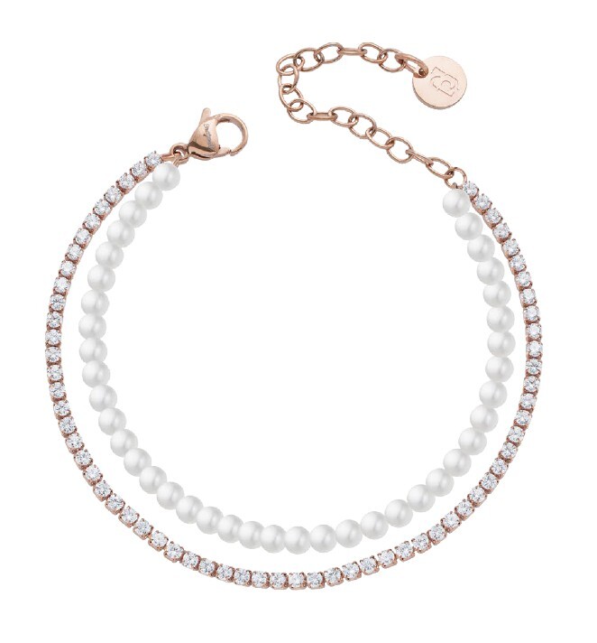 Liu Jo Pozlátený dvojitý náramok so syntetickými perlami LJ3029