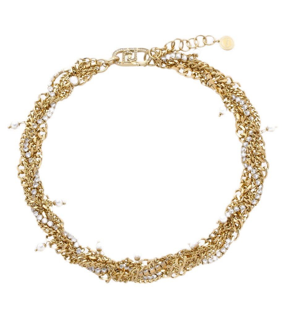 Liu Jo Vrstvený náhrdelník Choker s kryštálmi a perličkami LJ3074