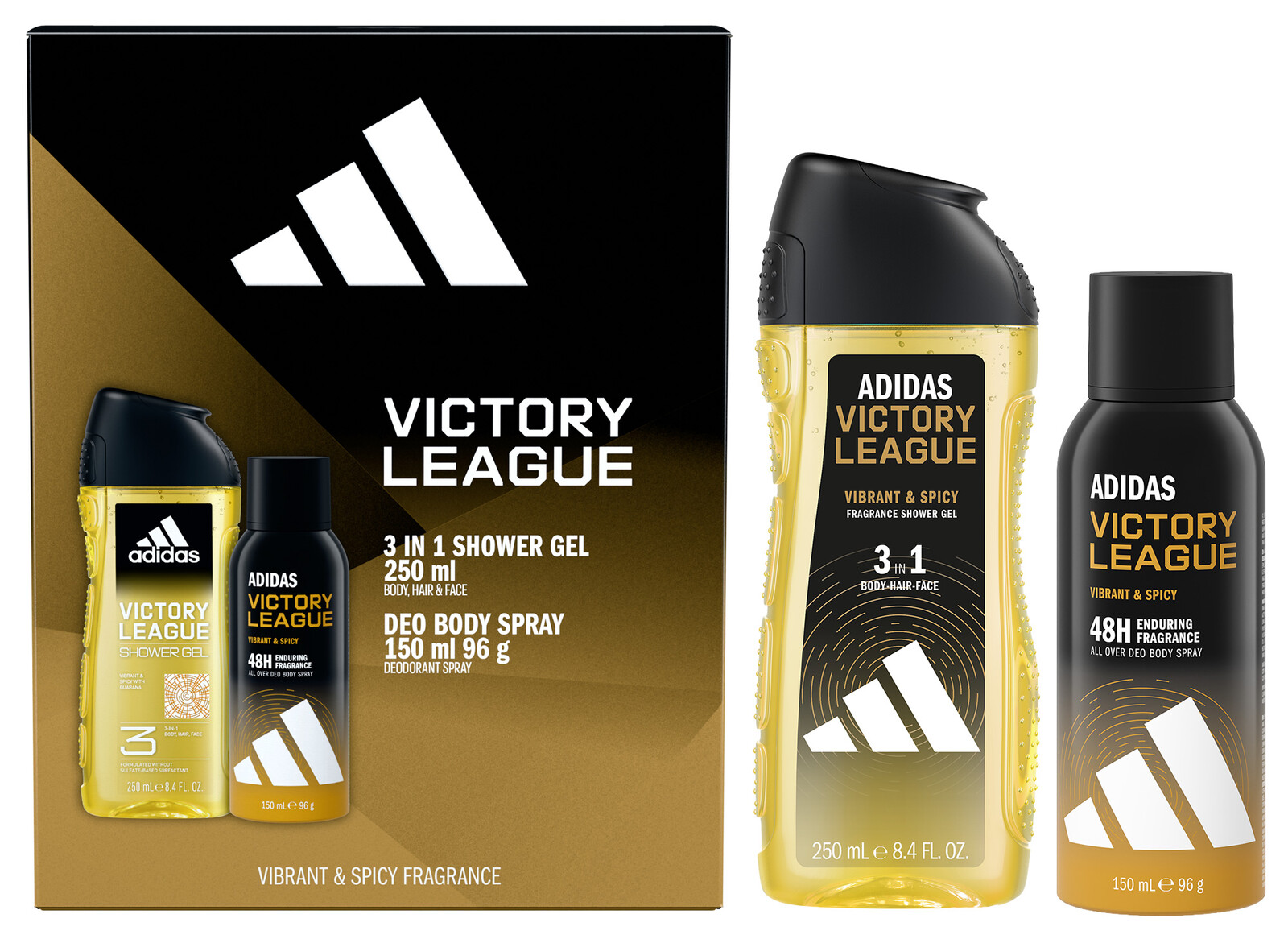 Adidas Victory League - dezodorant v spreji 150 ml + sprchový gél 250 ml