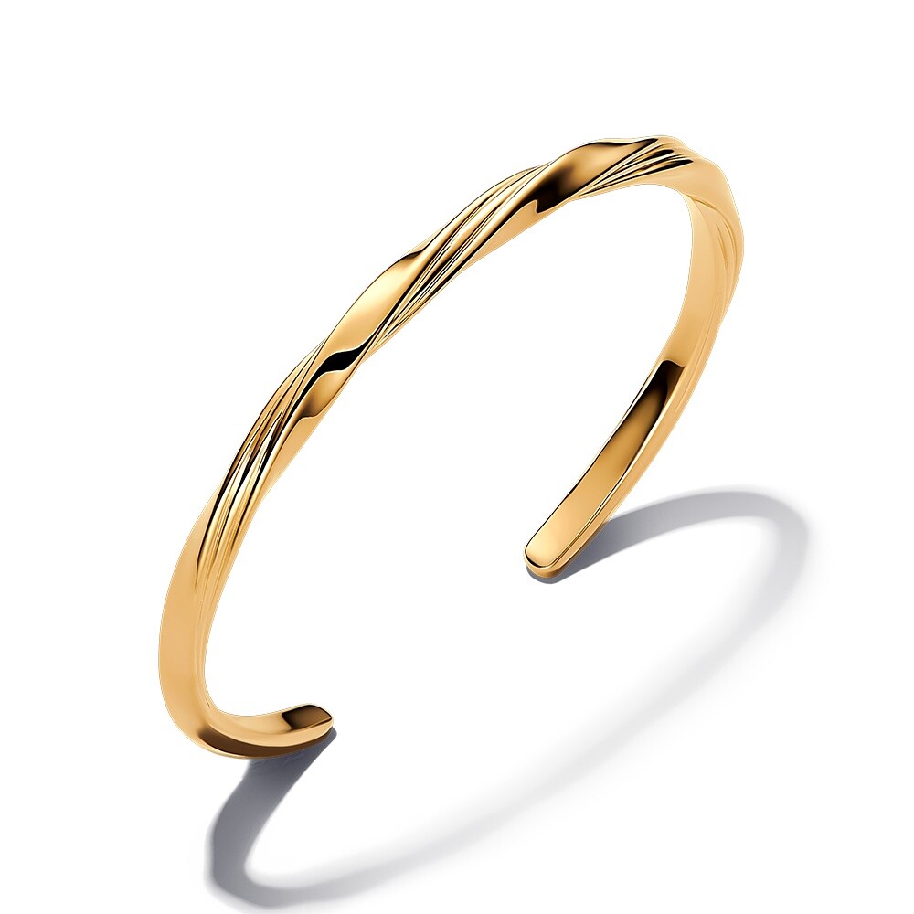 Pandora Pevný otvorený pozlátený náramok Shine Essence 563869C00 19 cm