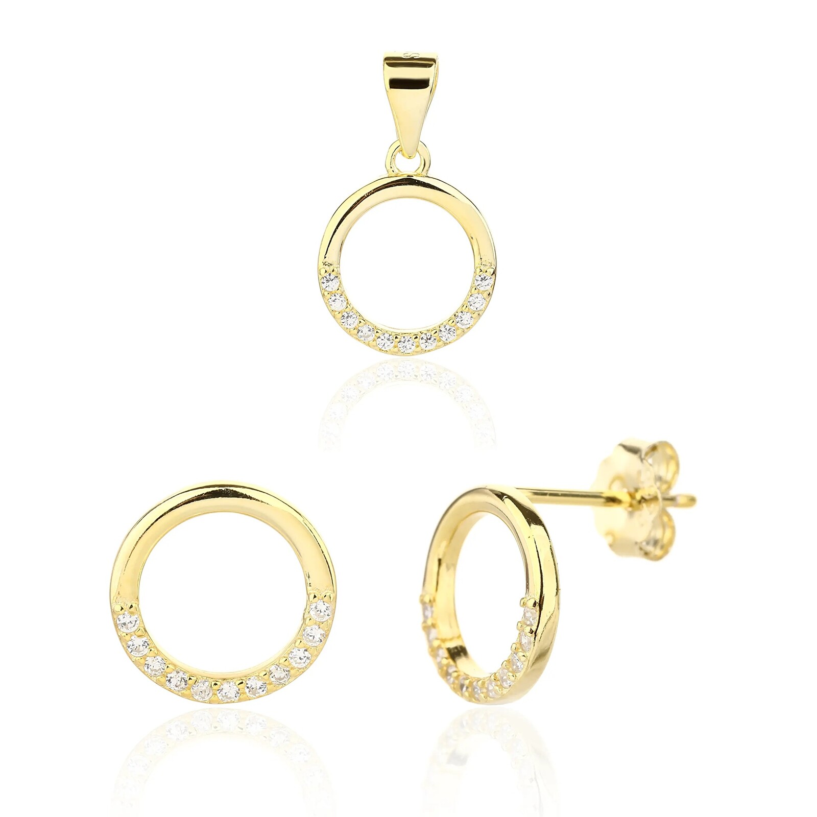 JVD Moderná pozlátená sada šperkov SVLS0135SJ6GO00 (prívesok, náušnice)