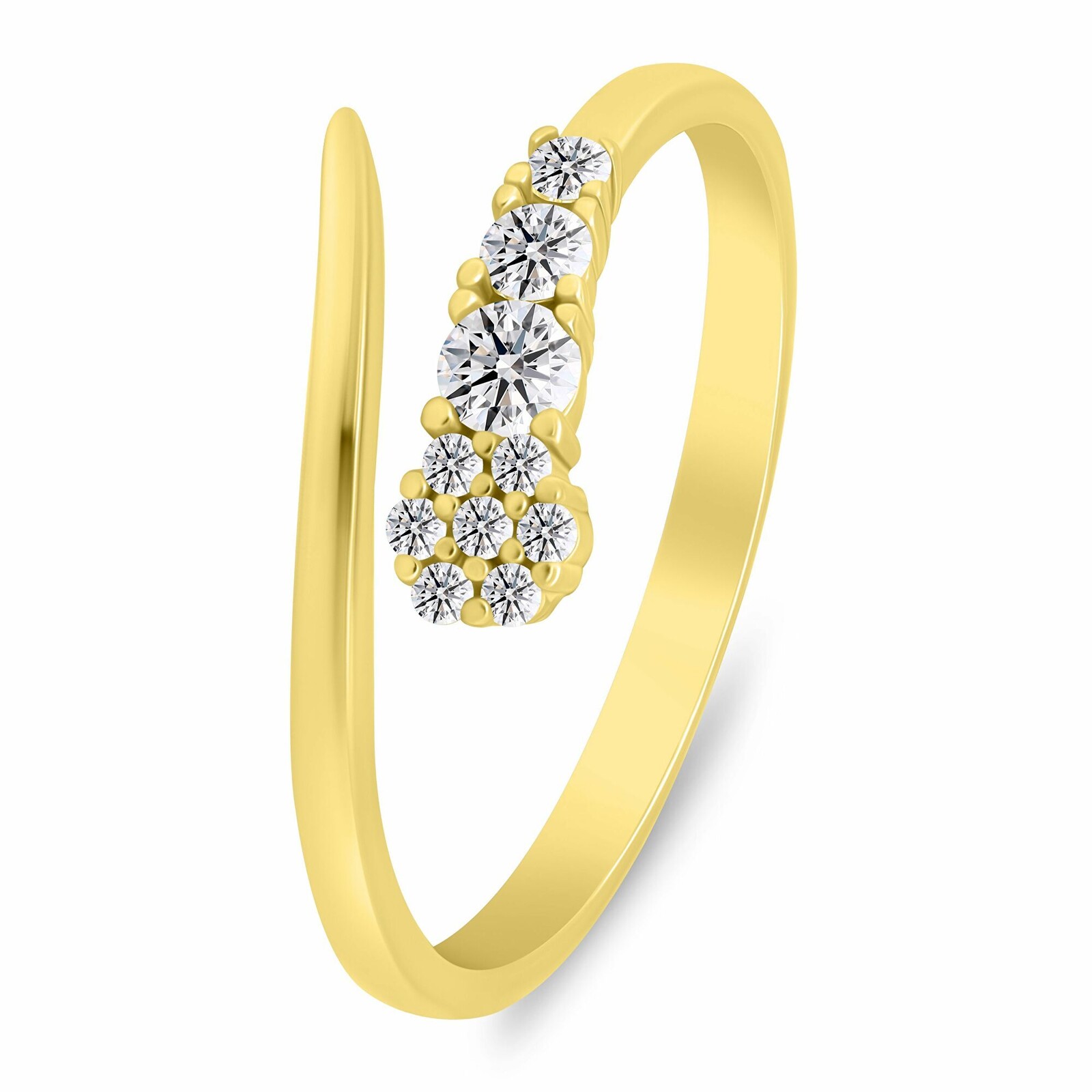 Brilio Silver Nežný pozlátený otvorený prsteň so zirkónmi RI153Y 54 mm