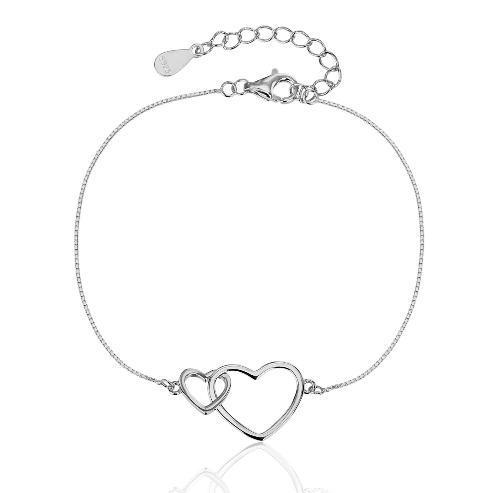 JVD Romantický strieborný náramok prepojené srdcia SVLB0559XJ60018