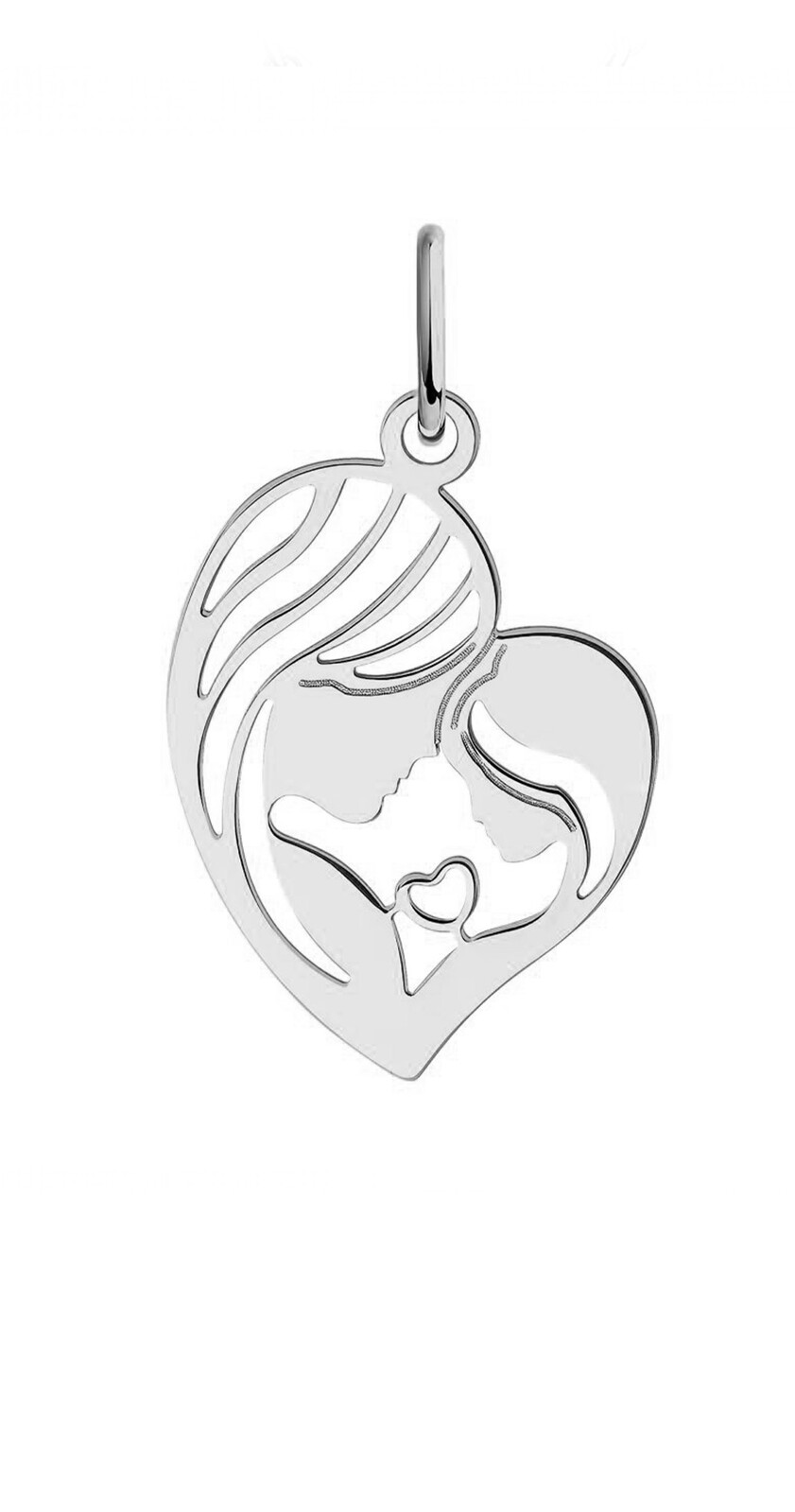 JVD Strieborný prívesok v tvare srdca Matka a dcéra / Madona SVLP0893XH20000