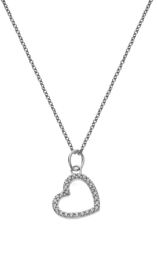 Hot Diamonds Strieborný náhrdelník Srdiečko so zirkónmi Silver Whisper SWP004 (retiazka, prívesok)