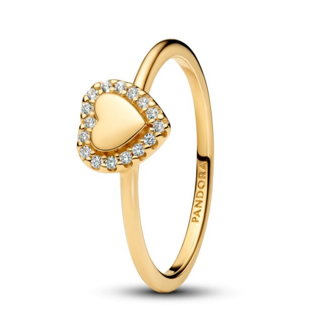 Pandora Romantický pozlátený prsteň Srdce s aureolou Shine Timeless 163801C01 58 mm