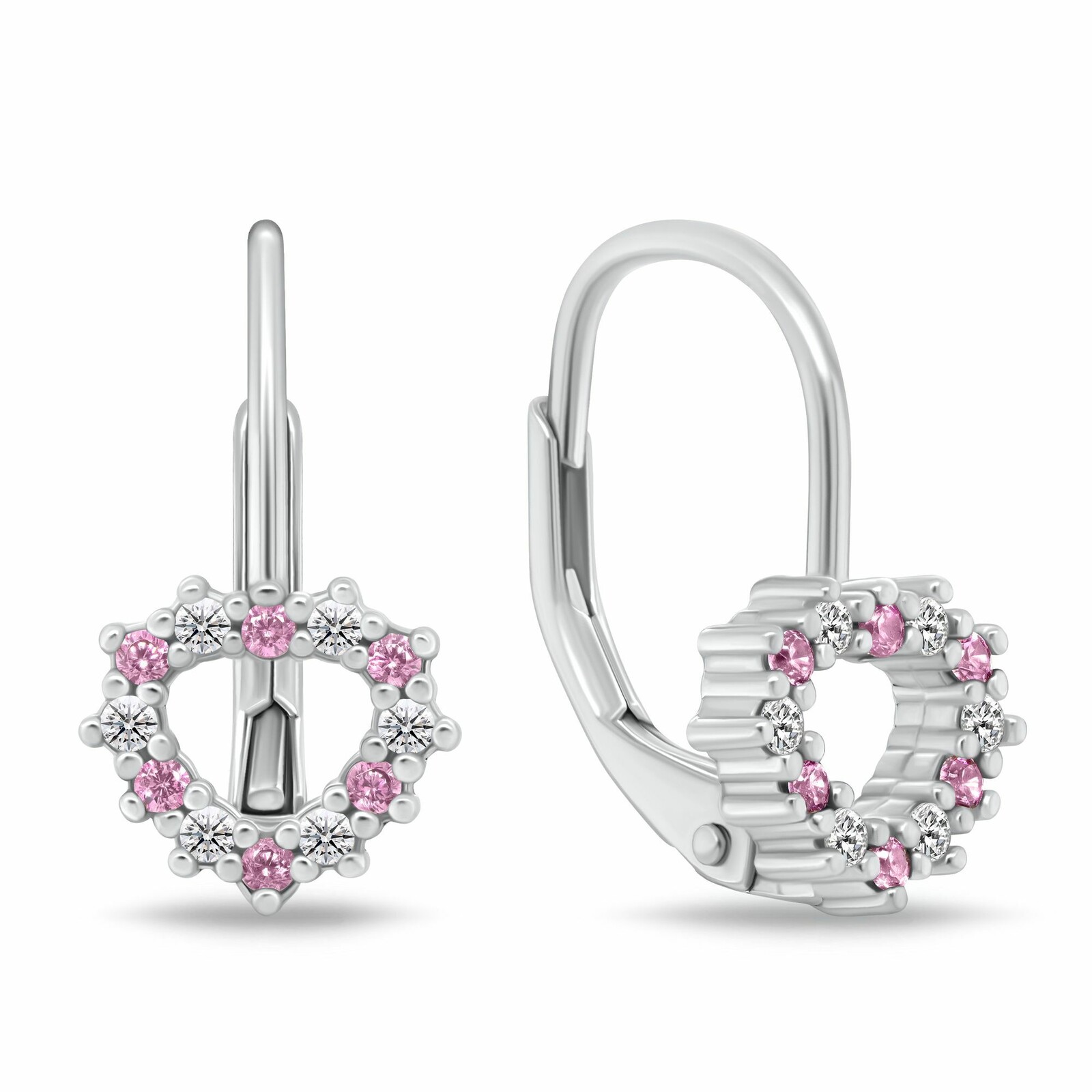 Brilio Silver Dievčenské strieborné náušnice Srdiečko s kubickými zirkónmi EA1235WP