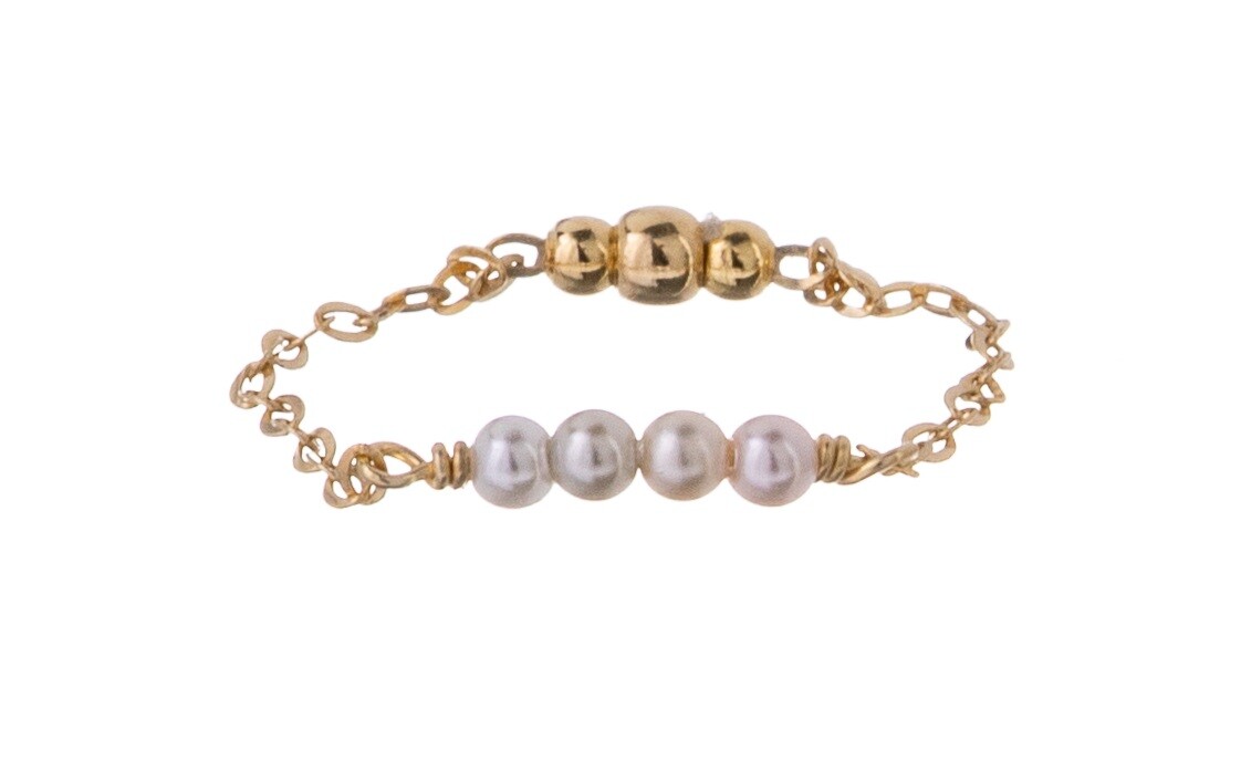 Alisia Retiazkový pozlátený prsteň so syntetickými perlami AL5168.01.000.D 53 mm