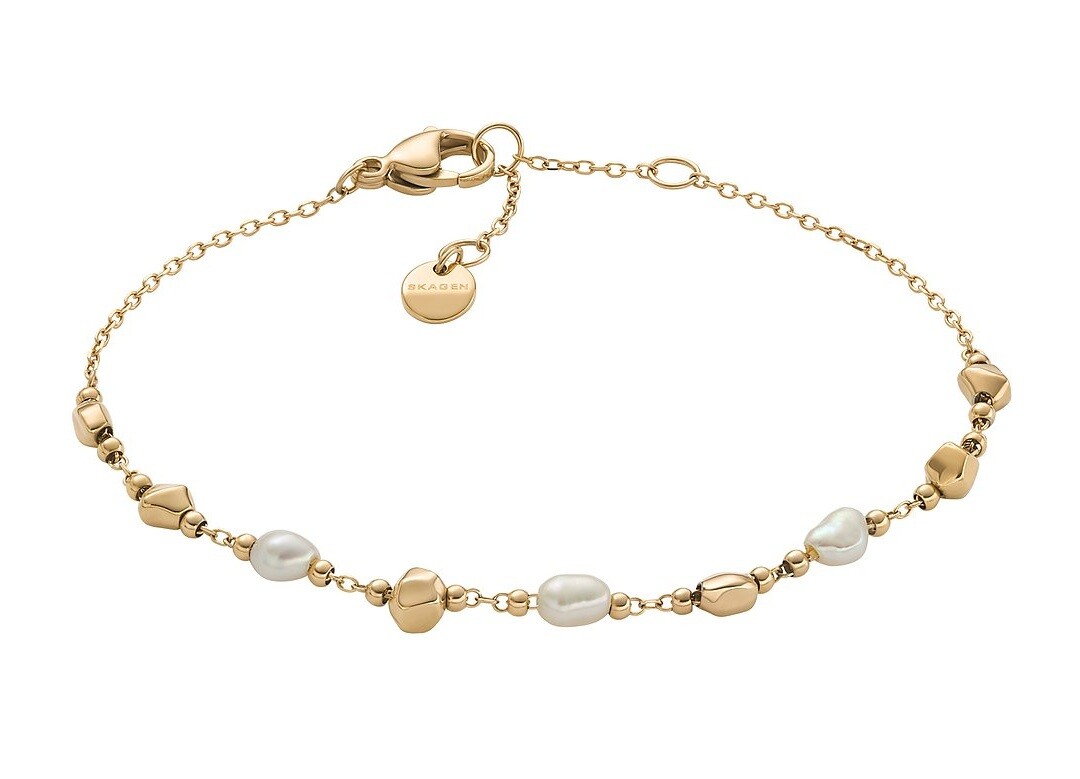 Skagen Slušivý pozlátený náramok s pravými perlami Agnethe SKJ1880710