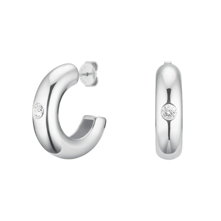 Rosefield Štýlové oceľové kruhy s kryštálom Solitaire JEBCS-J1201