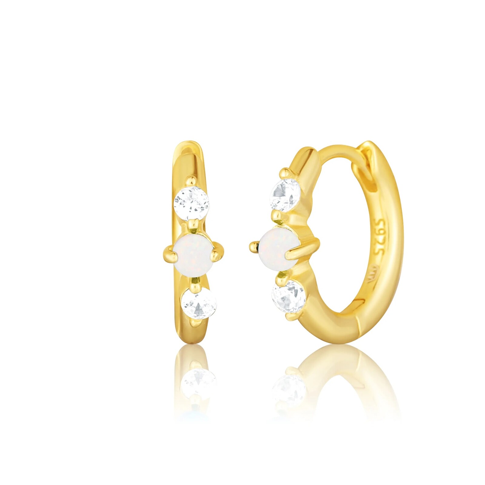 JVD Pozlátené náušnice kruhy so syntetickými opálmi SVLE3073XH2G100