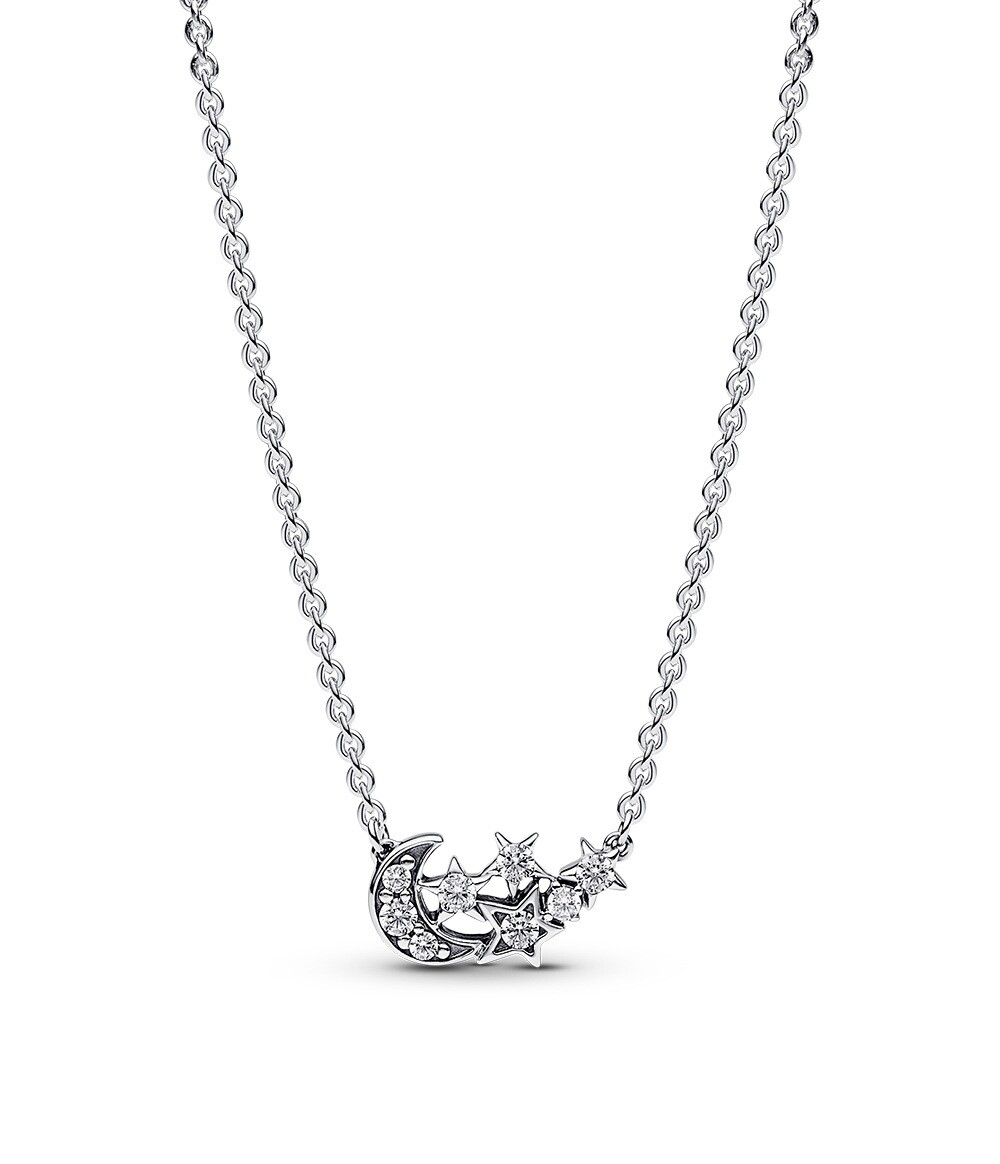 Pandora Strieborný náhrdelník Trblietavý mesiac a hviezdy Moments 392991C01-45