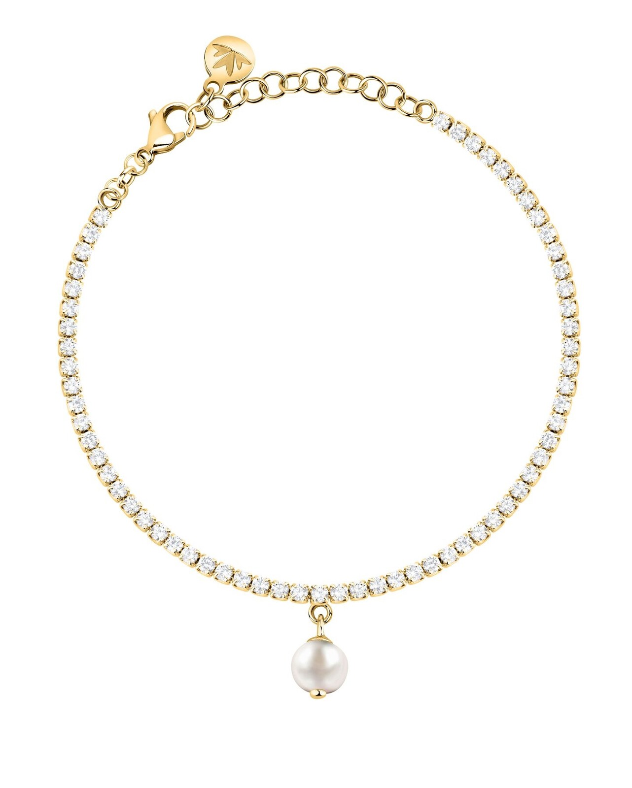 Morellato Tenisový pozlátený náramok s pravou perlou Perla SXU59