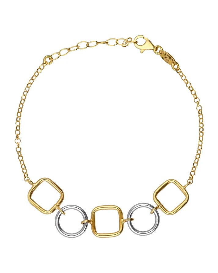 Victoria Cruz Moderný bicolor náramok zo striebra Nivola A5511-BP