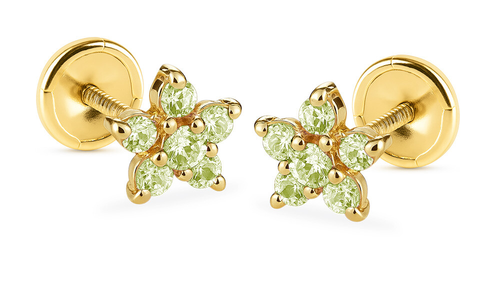 Brilio Zlaté hviezdičkové náušnice so syntetickým olivínom 14/188.961/17OLZIR