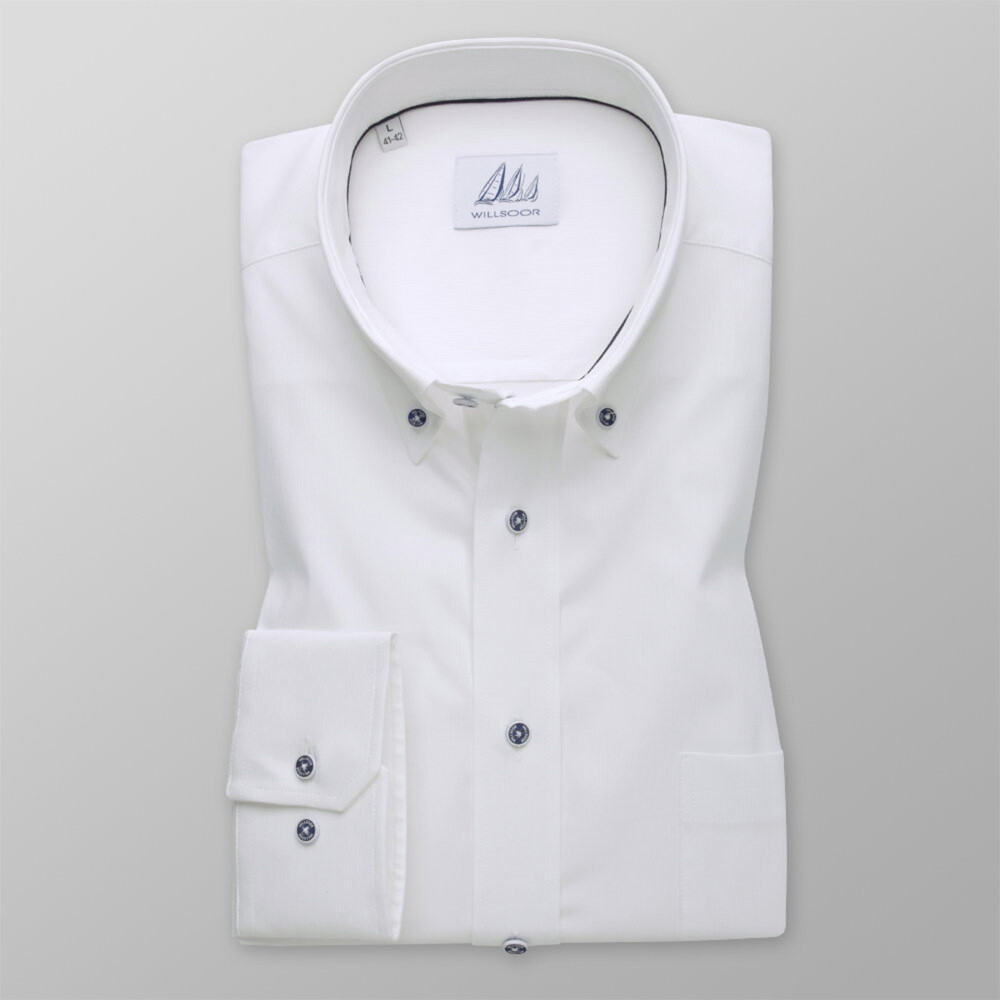 Pánska košeľa klasická biela s jemným pruhovaným vzorom 12092