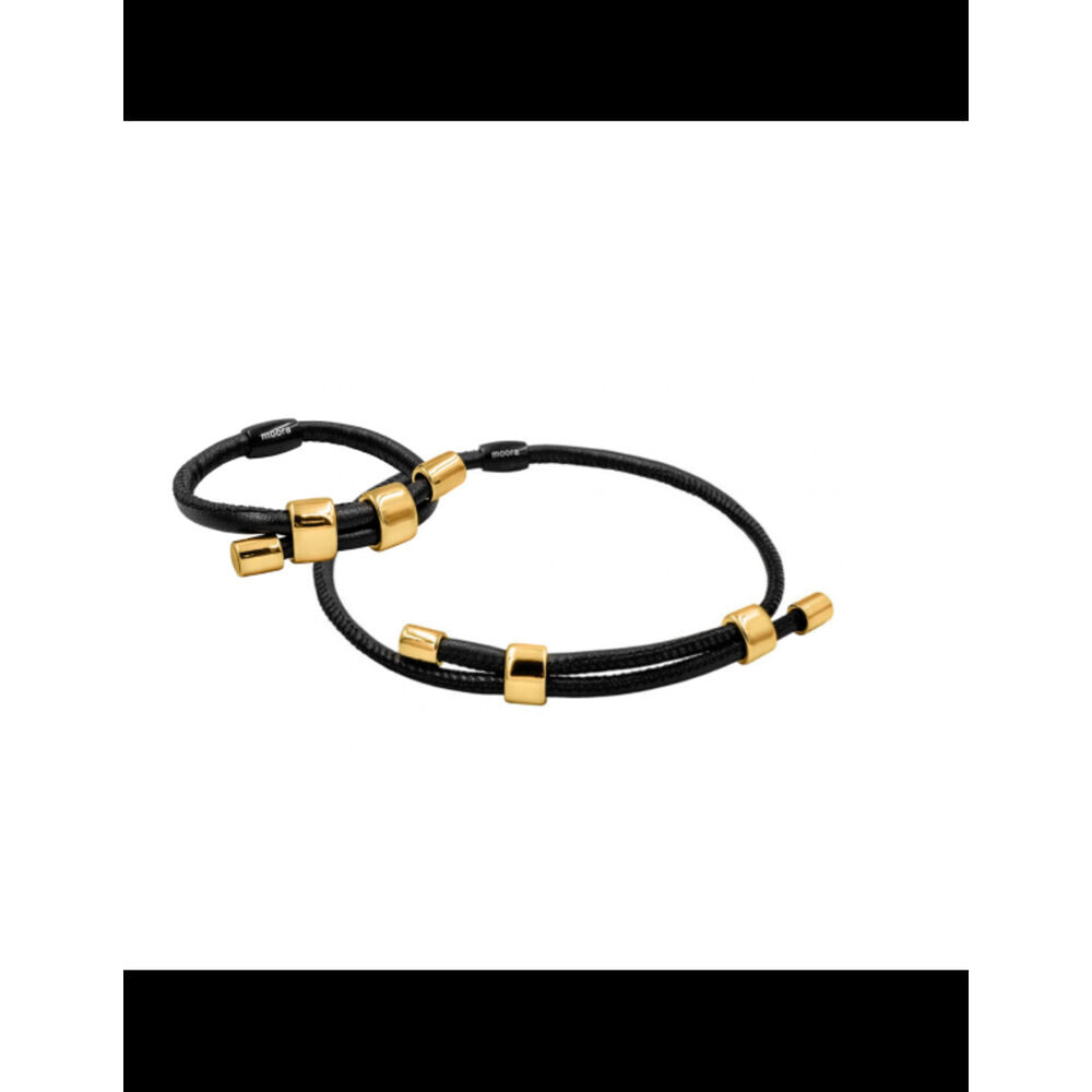 Sada kožených dámskych šperkov s pozlátenými prvkami - dvojitý choker a dvojitý náramok 18537