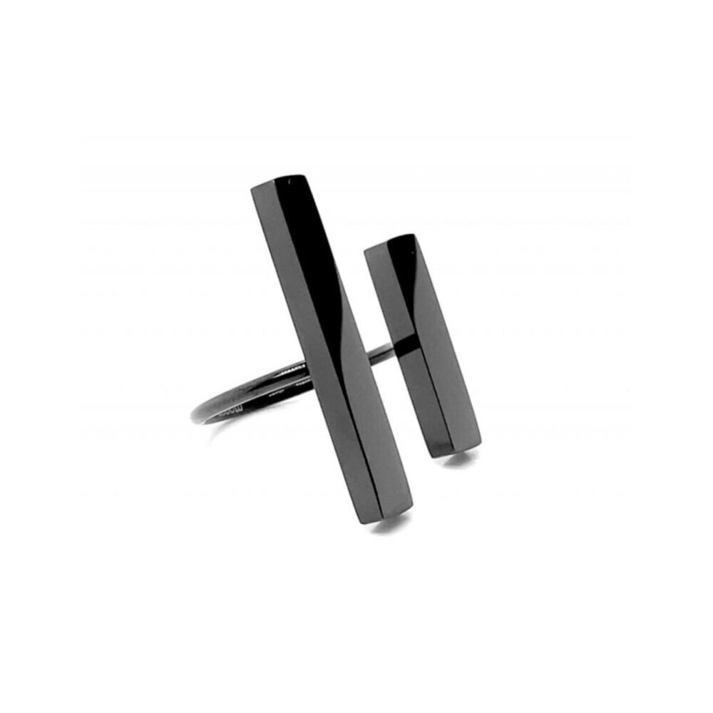 Čierny prsteň dámsky lesklý z chirurgickej ocele 18577