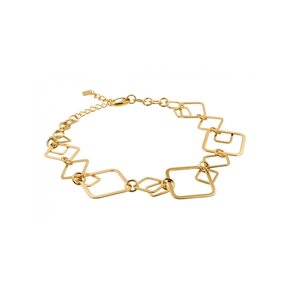 Dámsky pozlátený 3D náhrdelník so štvorcami z chirurgickej ocele 18755